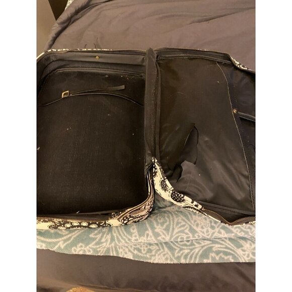 Vintage 60s suitcase carrying case Black White Floral Made in Japan Rare - Picture 2 of 5